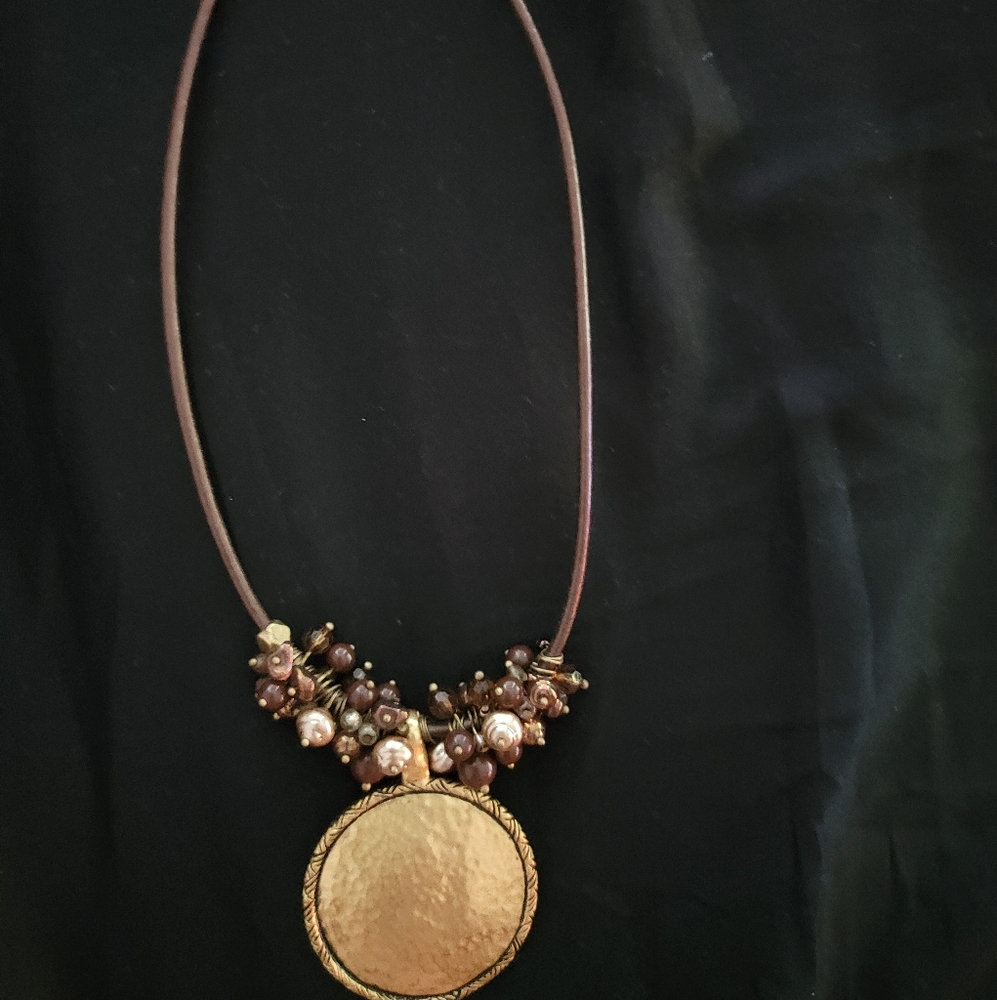 New York & Company faux leather copper necklace